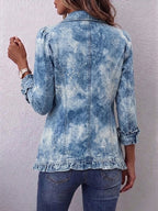 Ginevra | Giacca Bohémien Botanica Vintage Sfumata Blu con Rouches