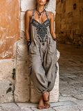 Fiammetta | Salopette boho in cotone con ricamo etnico dal fascino mediterraneo