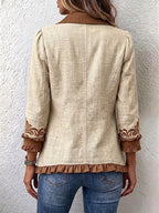 Ottavia | Giacca Bohémien Fiorita Vintage Cammello e Marrone con Rouches