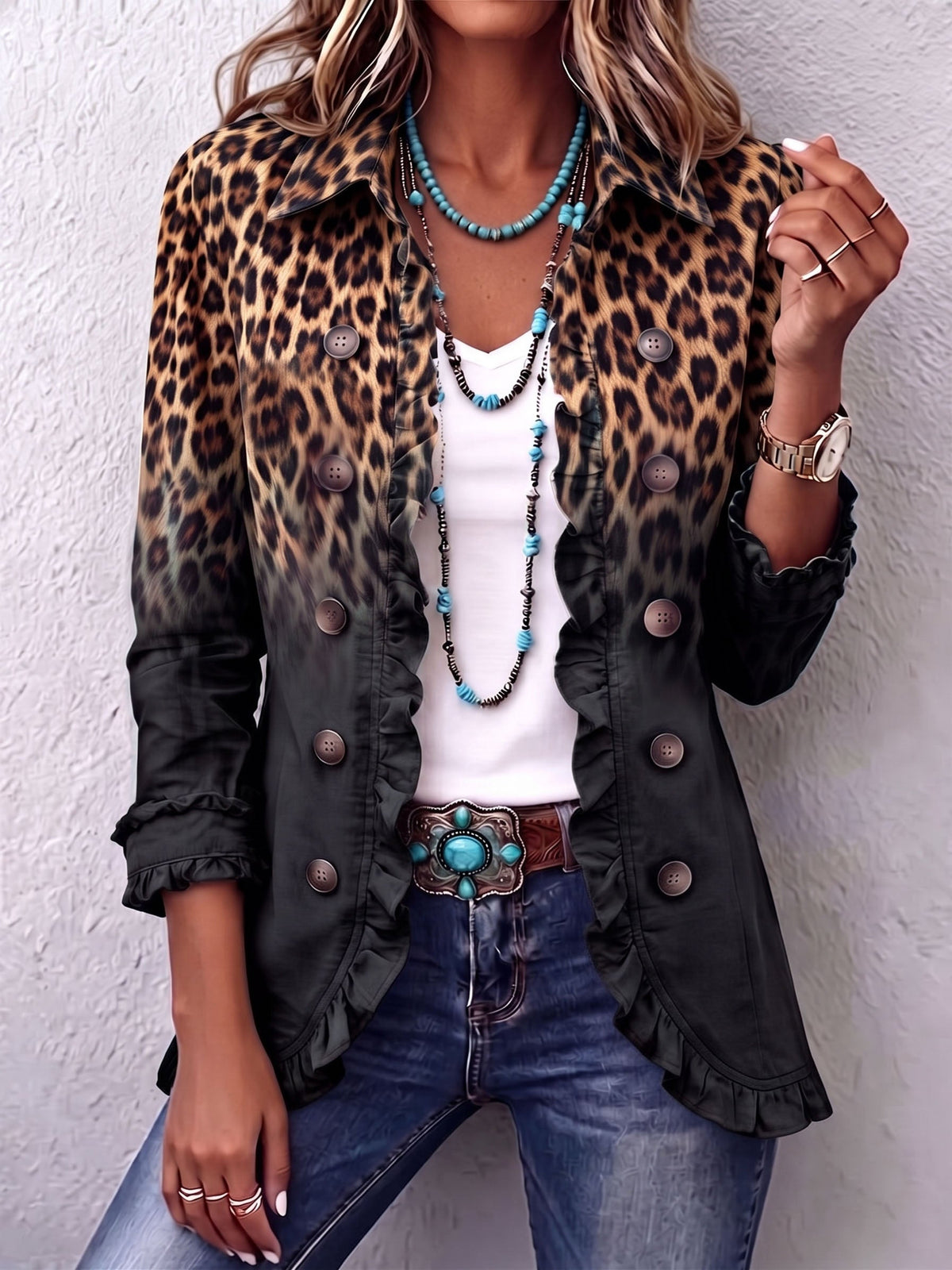 Valentina | Blazer Leopardato Sfumato Antracite