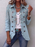 Emilia | Giacca Paisley Vintage Azzurro Cielo con Rouches