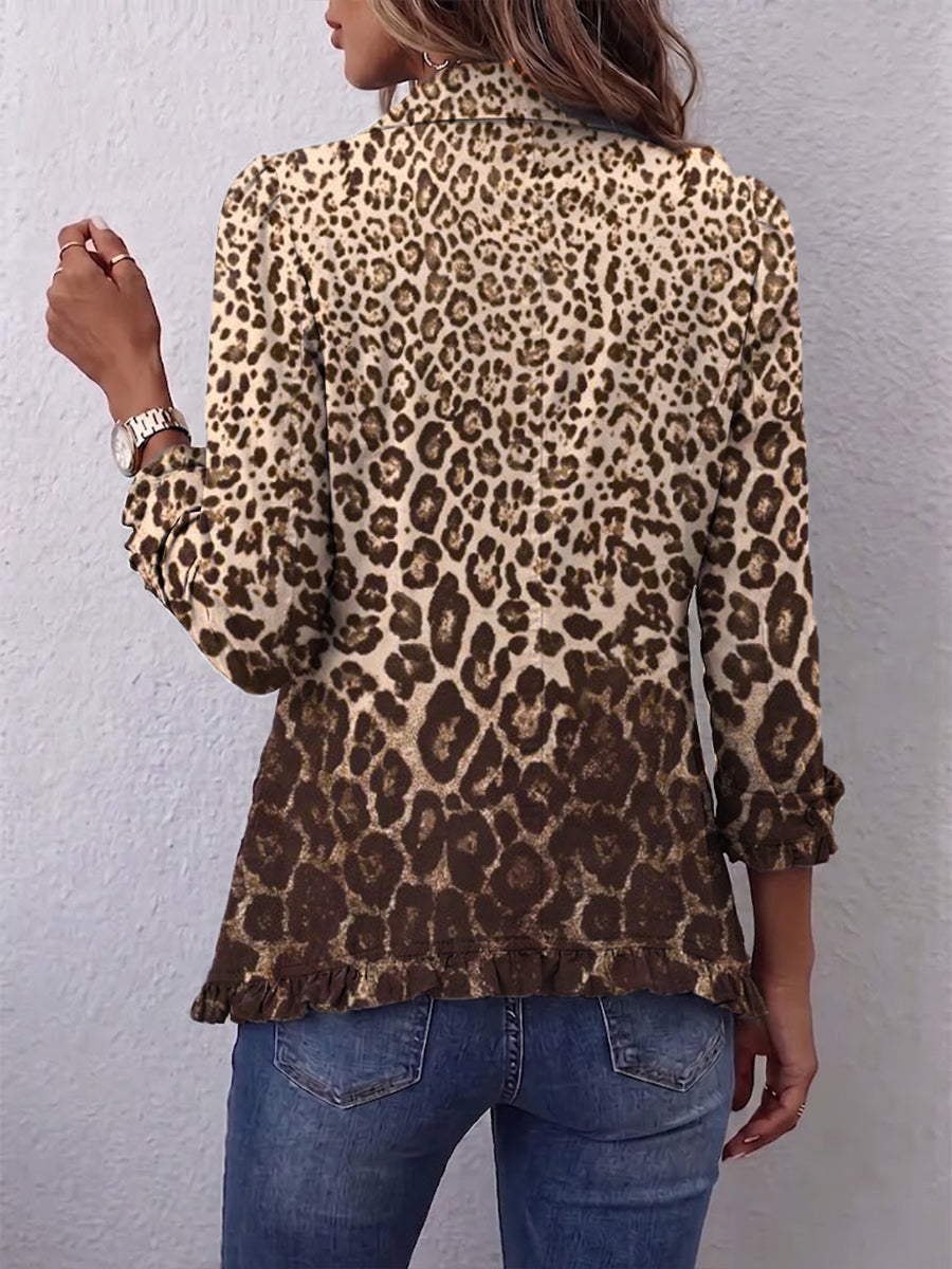 Ombretta | Giacca Leopardata Multicolore con Rouches