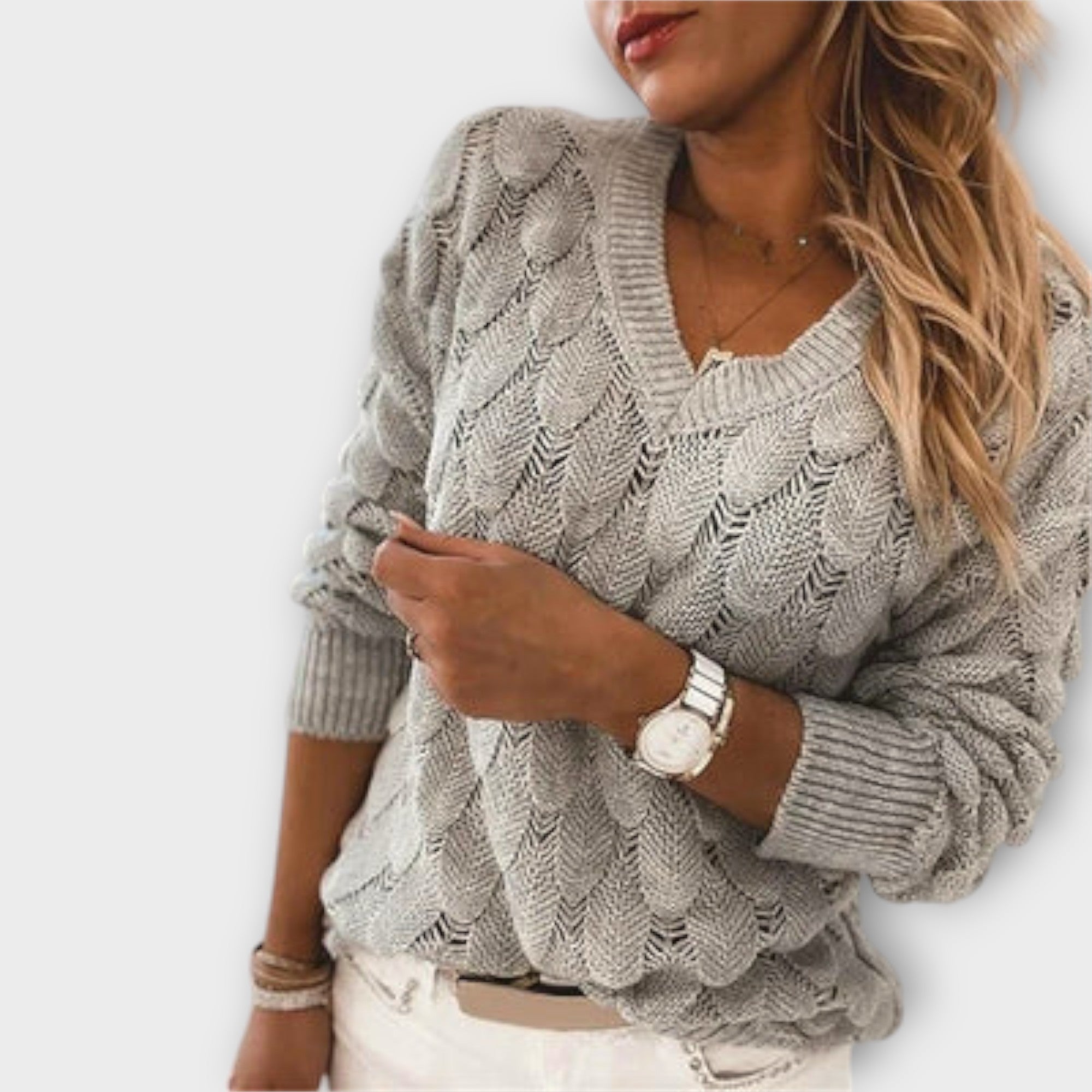Hansel™ - Maglione rosso con v-udskæring