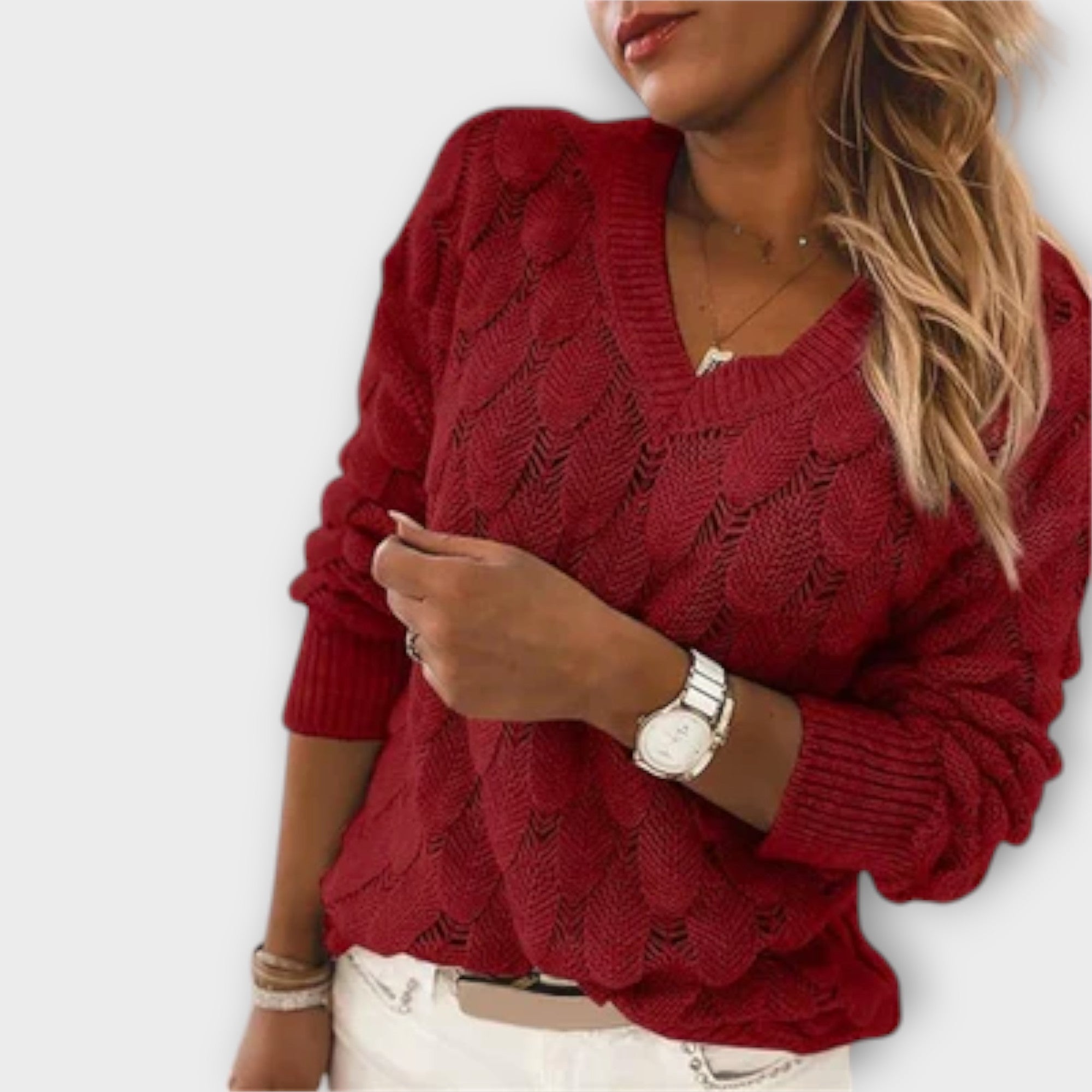 Hansel™ - Maglione rosso con v-udskæring