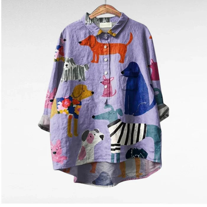 Nina | Damesblouse met Hondenprint