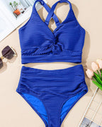 Set bikini intrecciato a coste