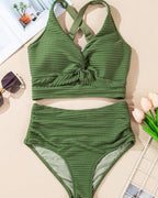 Set bikini intrecciato a coste