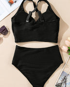 Set bikini intrecciato a coste