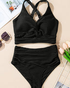 Set bikini intrecciato a coste