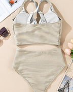 Set bikini intrecciato a coste