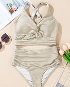 Set bikini intrecciato a coste
