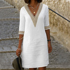 Sara | L'elegante Jurk ha incontrato Halflange Mouwen in V-hals