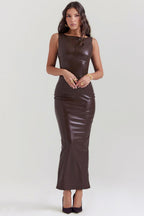 Lisa | Luxe Leren Maxi Jurk