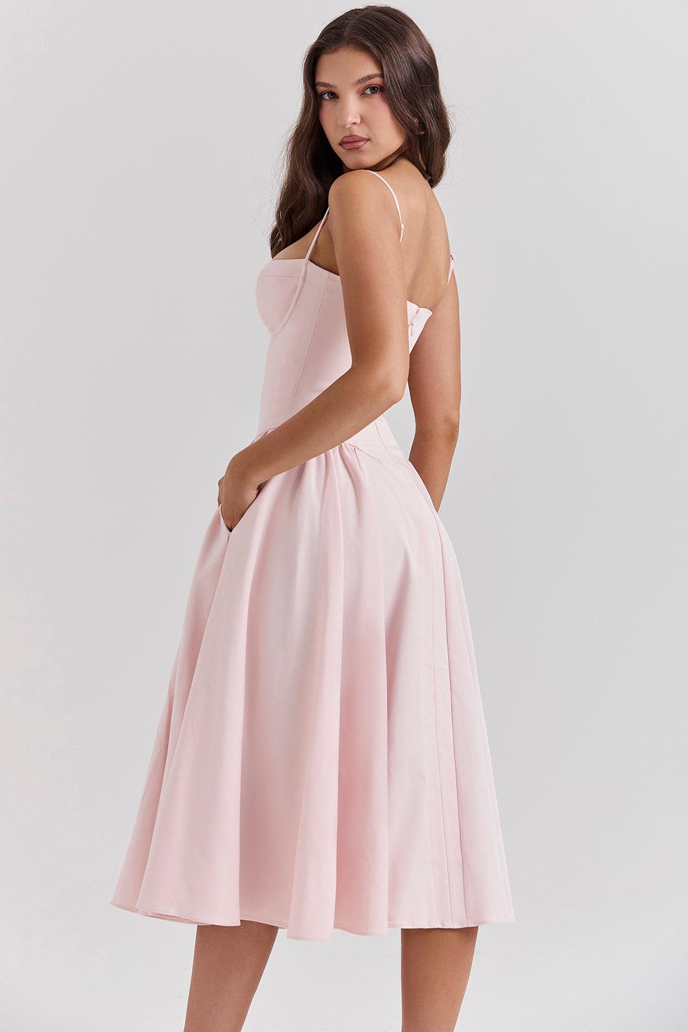 Marloes | Twill Korset Midi Jurk