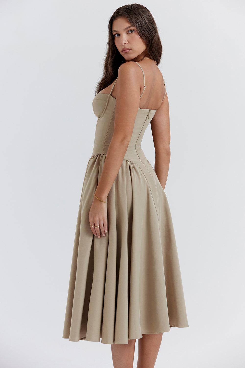 Marloes | Twill Korset Midi Jurk
