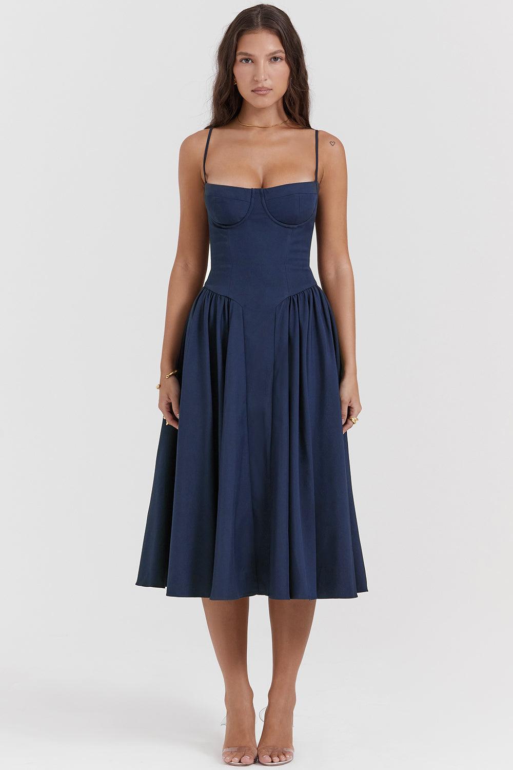 Marloes | Twill Korset Midi Jurk