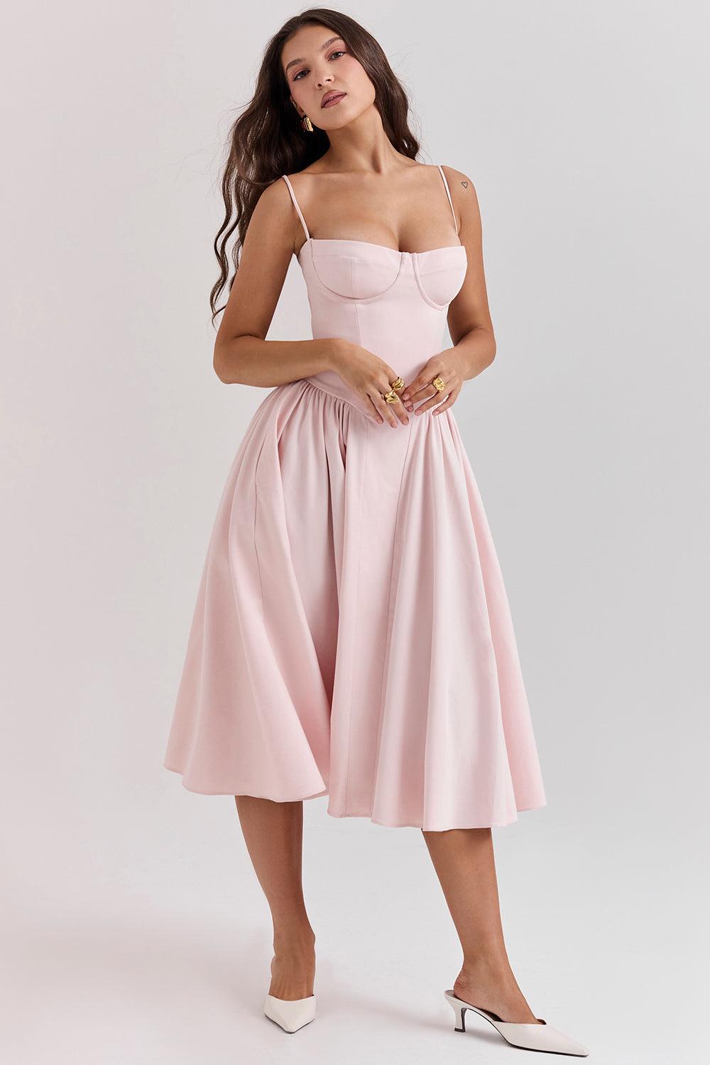 Marloes | Twill Korset Midi Jurk