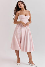 Marloes | Twill Korset Midi Jurk