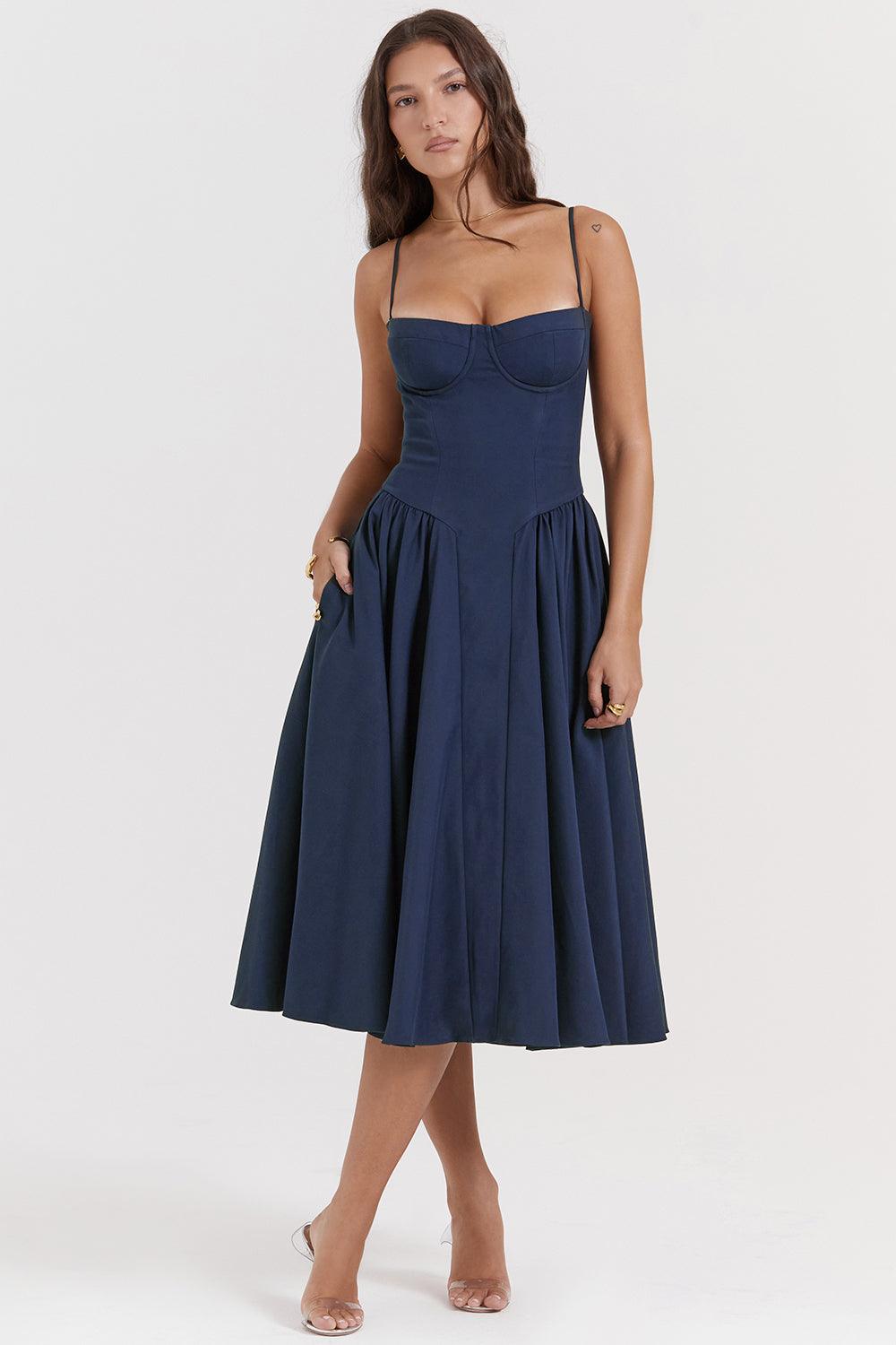 Marloes | Twill Korset Midi Jurk