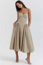 Marloes | Twill Korset Midi Jurk