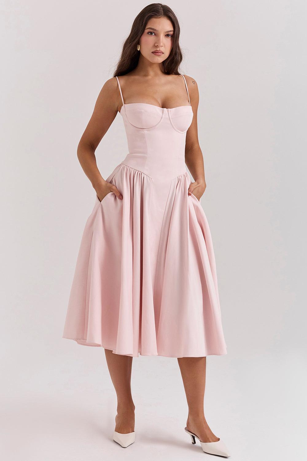 Marloes | Twill Korset Midi Jurk