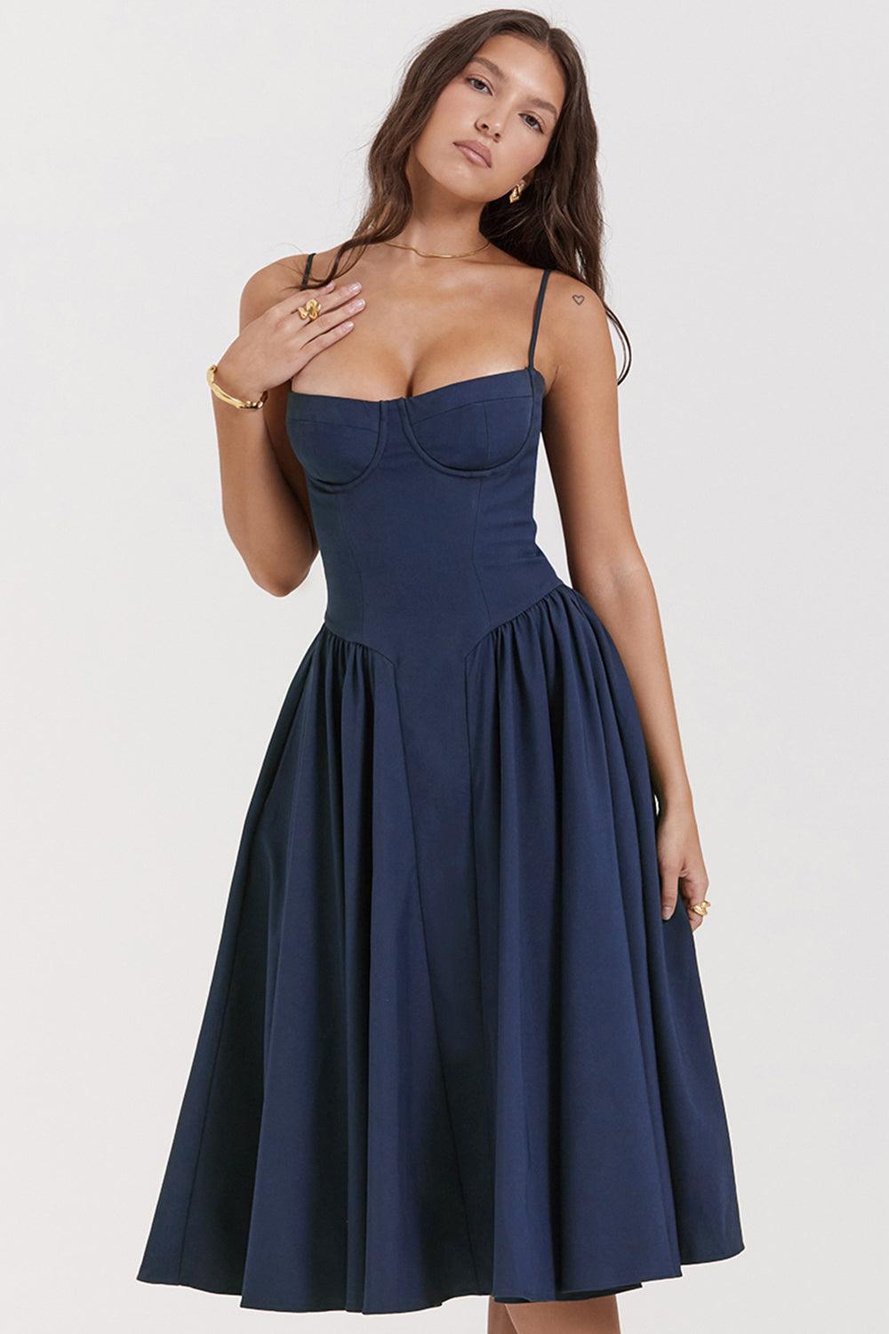 Marloes | Twill Korset Midi Jurk
