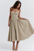 Marloes | Twill Korset Midi Jurk