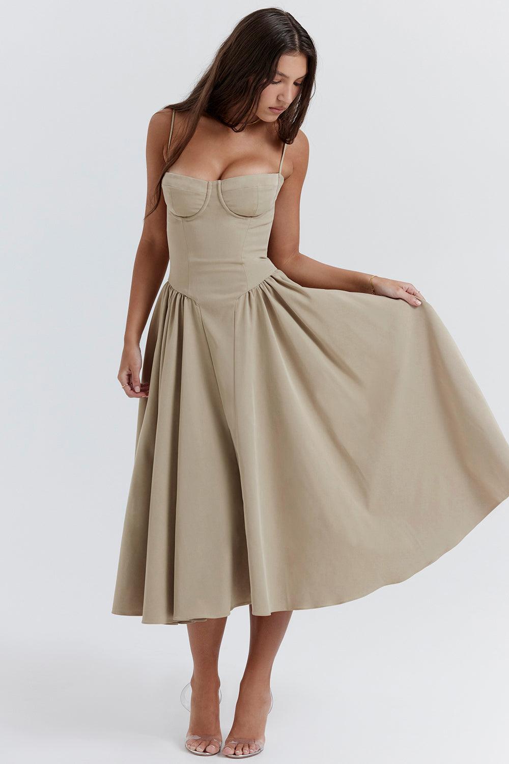 Marloes | Twill Korset Midi Jurk