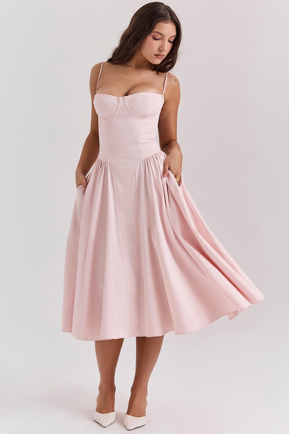 Marloes | Twill Korset Midi Jurk