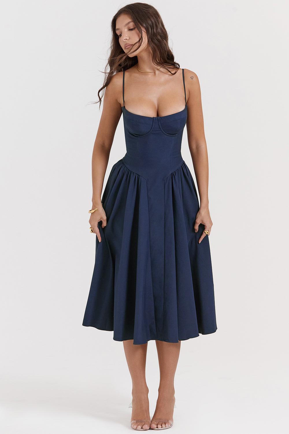 Marloes | Twill Korset Midi Jurk