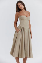 Marloes | Twill Korset Midi Jurk
