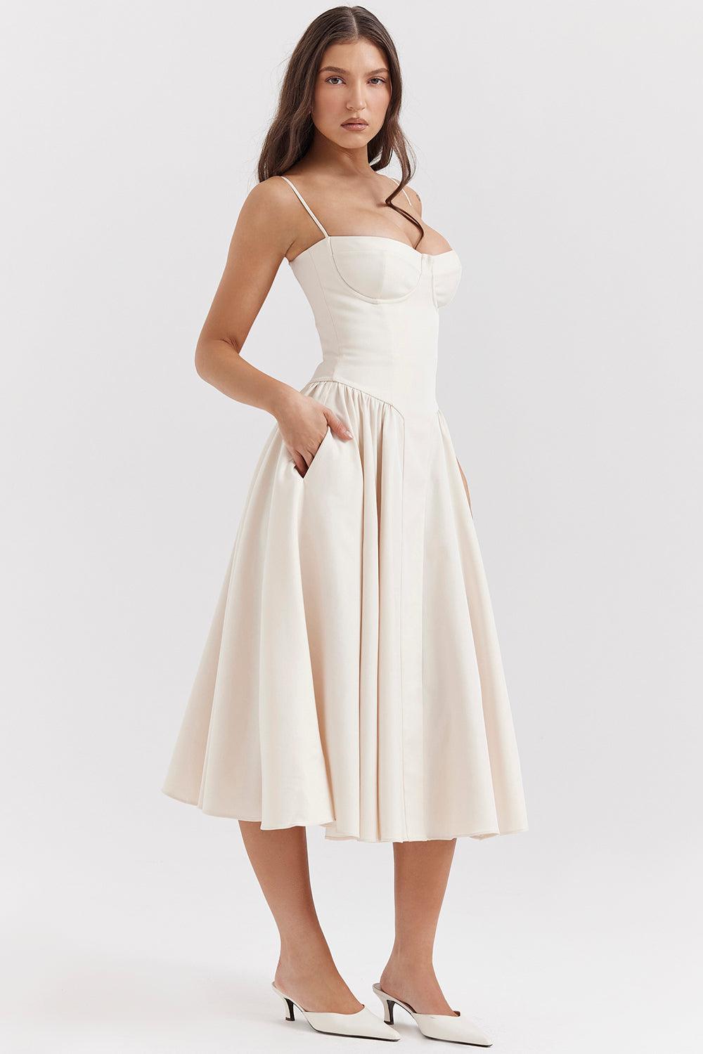 Marloes | Twill Korset Midi Jurk