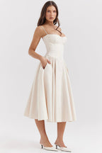 Marloes | Twill Korset Midi Jurk