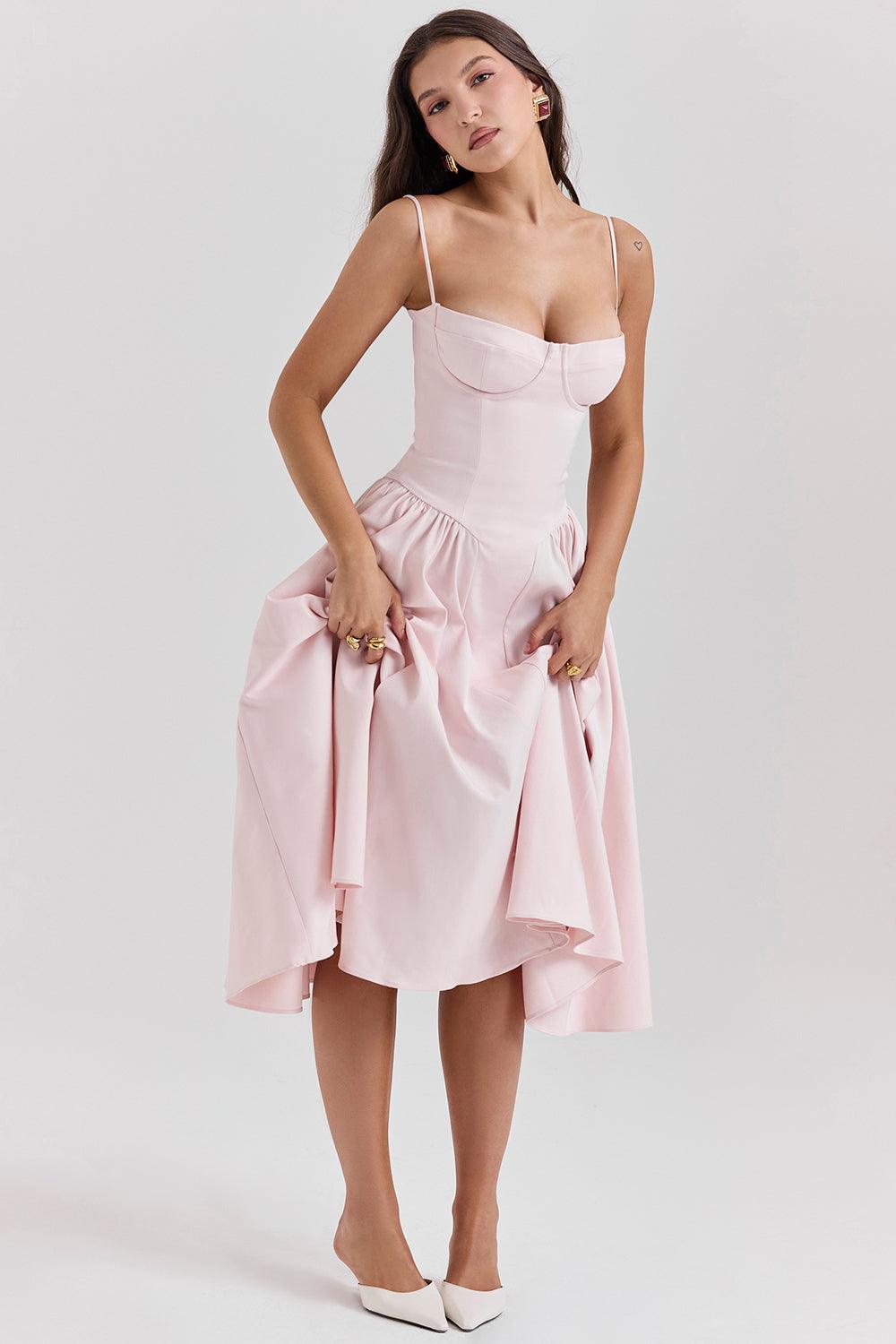 Marloes | Twill Korset Midi Jurk