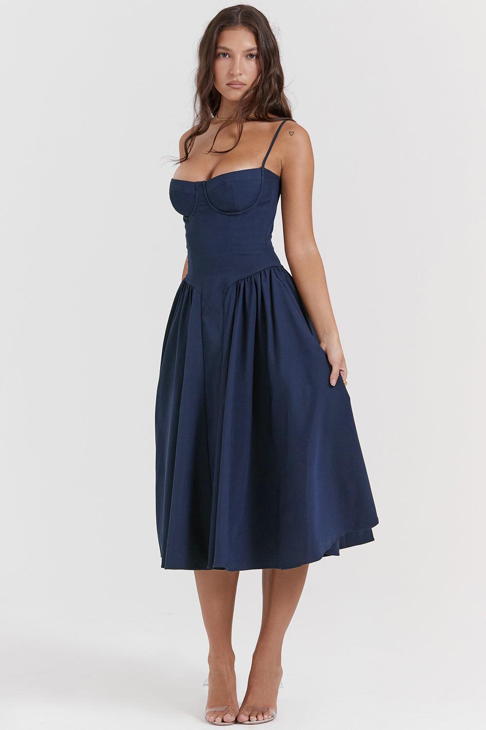 Marloes | Twill Korset Midi Jurk