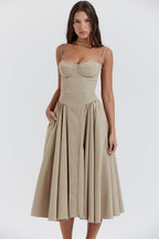 Marloes | Twill Korset Midi Jurk