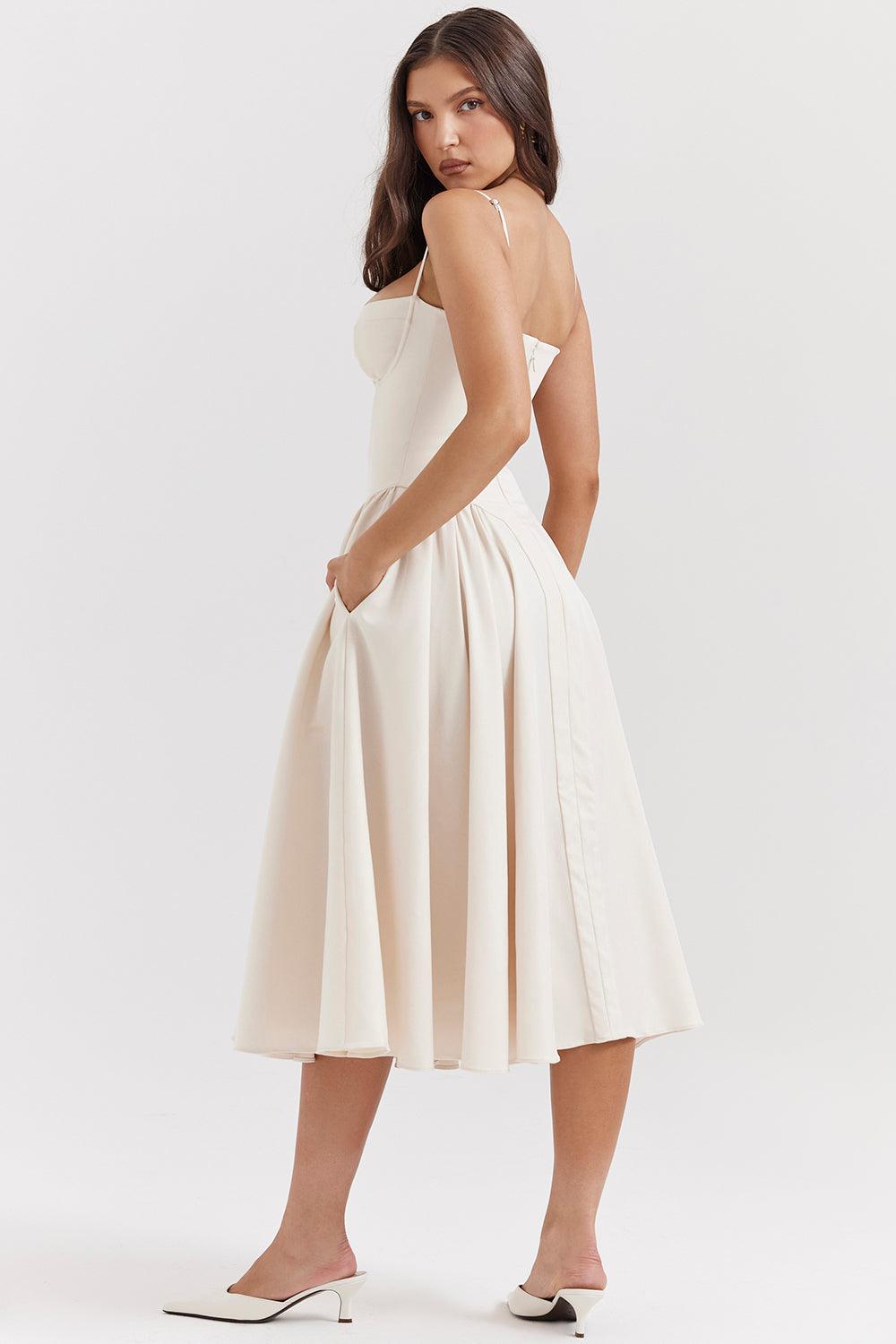 Marloes | Twill Korset Midi Jurk