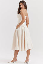 Marloes | Twill Korset Midi Jurk