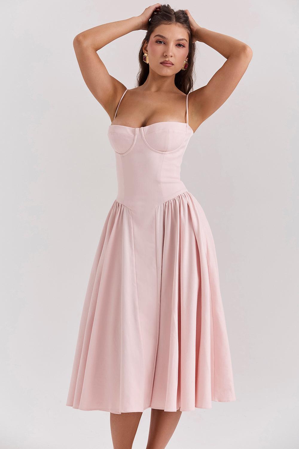 Marloes | Twill Korset Midi Jurk