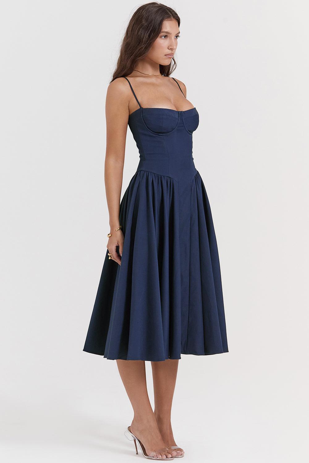 Marloes | Twill Korset Midi Jurk