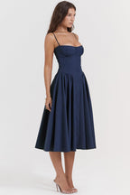 Marloes | Twill Korset Midi Jurk