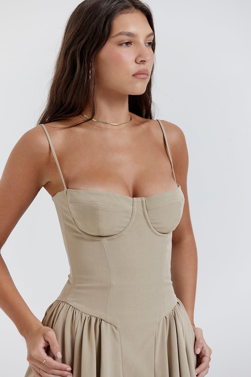 Marloes | Twill Korset Midi Jurk