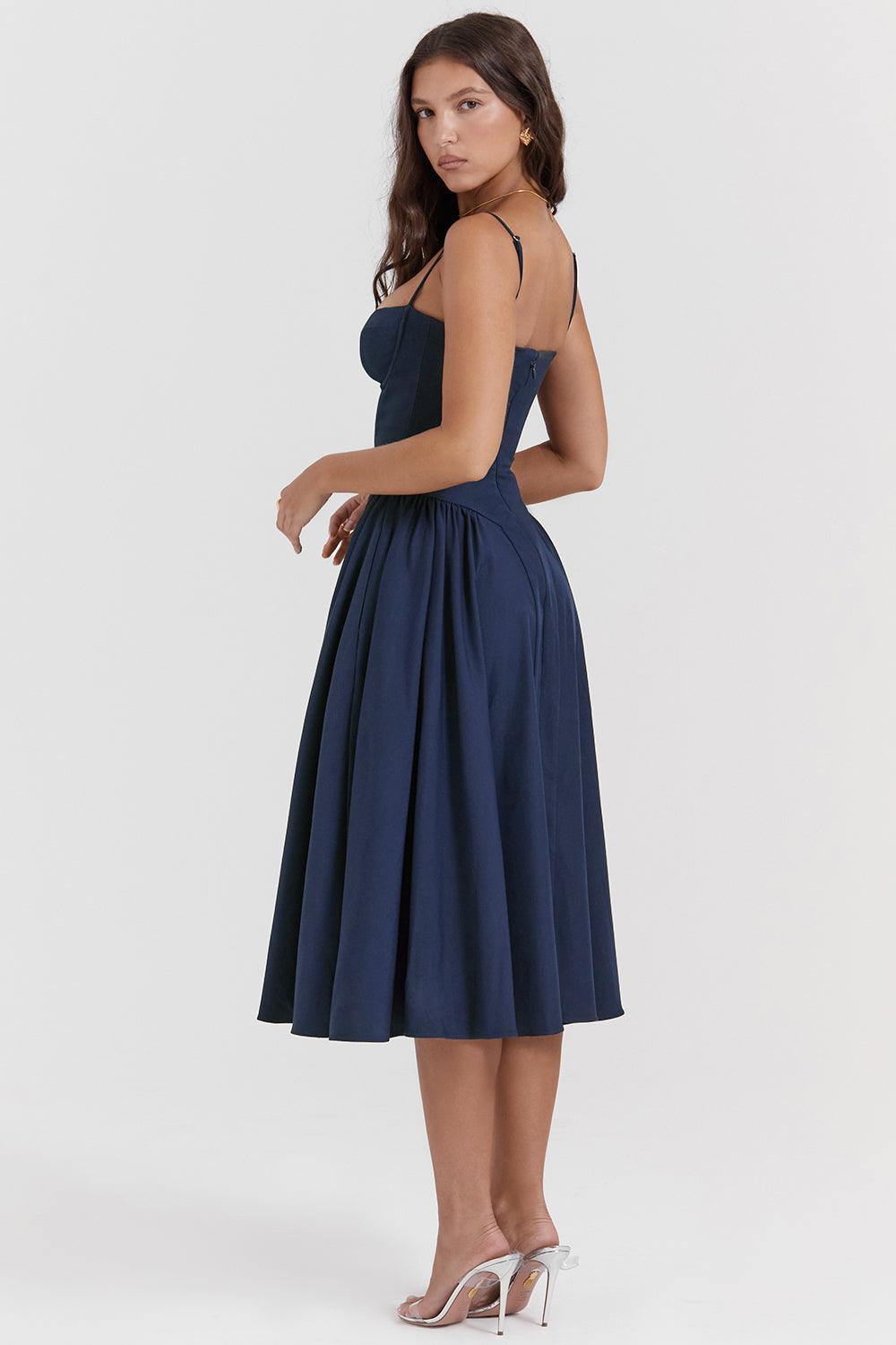 Marloes | Twill Korset Midi Jurk