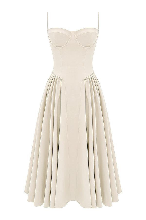 Marloes | Twill Korset Midi Jurk