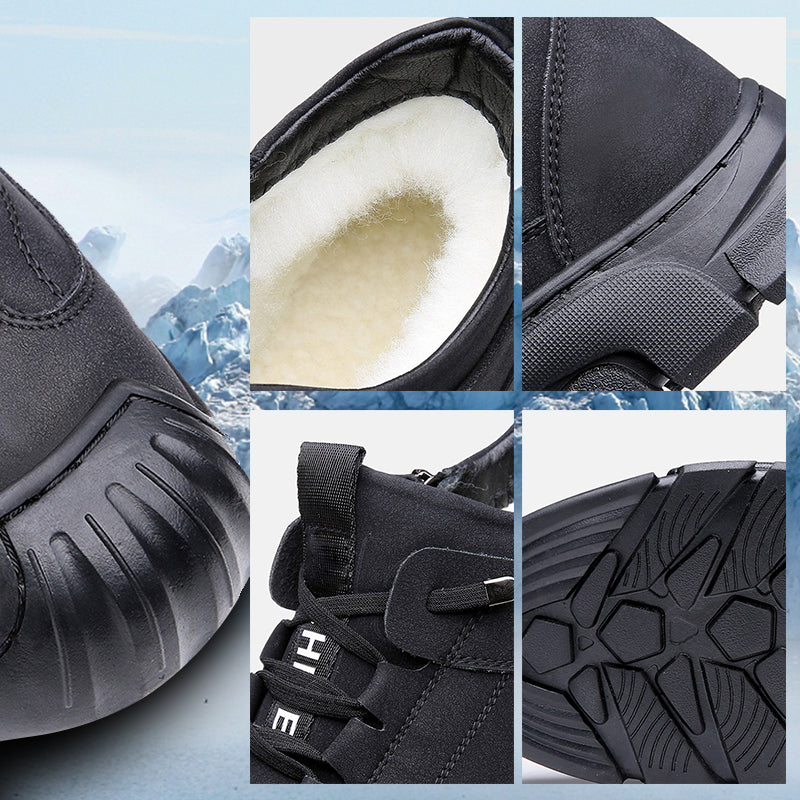 Leren herensneaker met voering van kunstwol