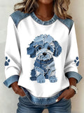 Felpa con cappuccio con patchwork in stampa denim di Hond