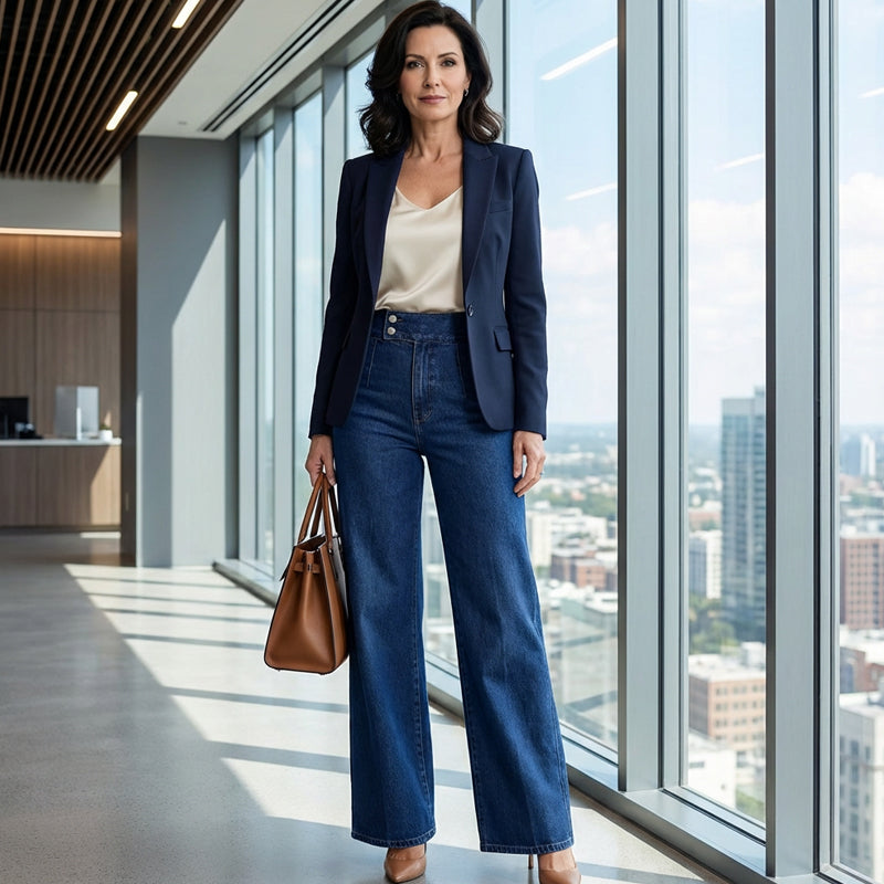 Elvara™ – Jeans alti a gamba larga con silhouette elegante