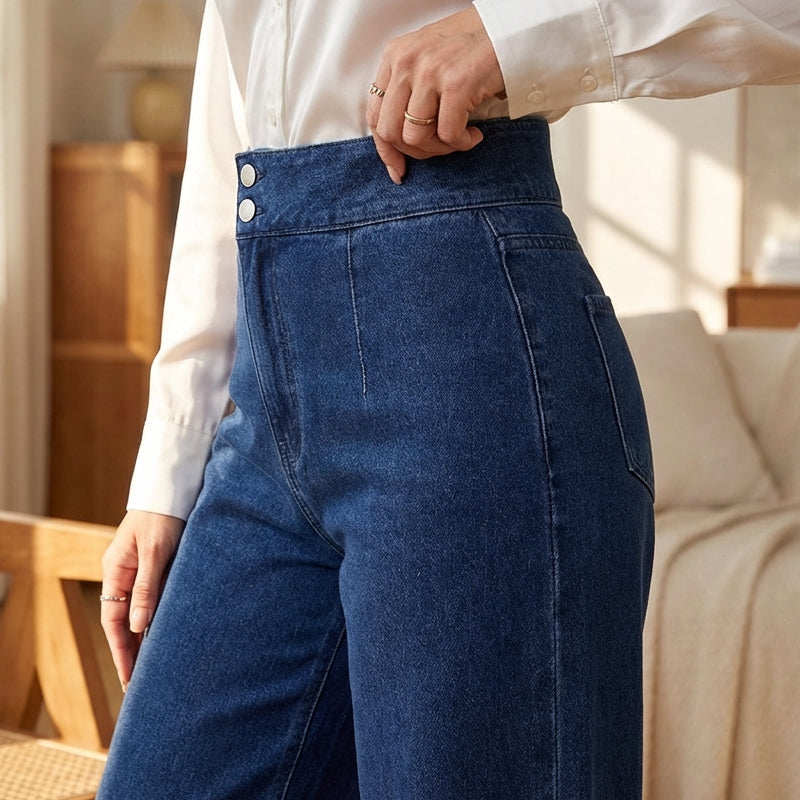 Elvara™ – Jeans alti a gamba larga con silhouette elegante