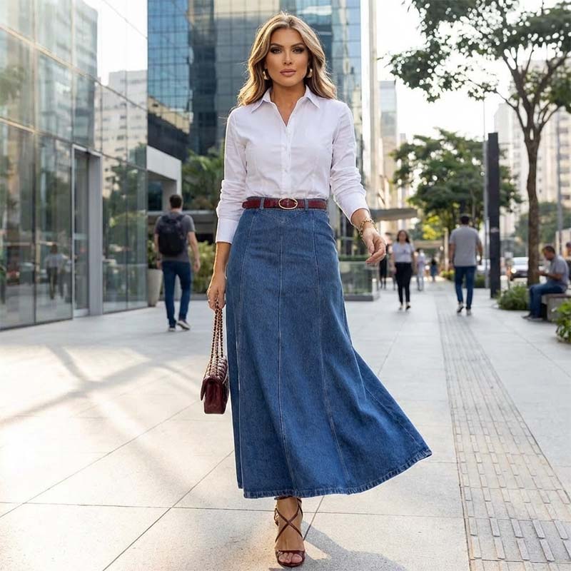 Élise™ – Gonna con silhouette in denim scolpito