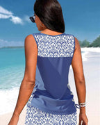 Tankini con stampa geometrica a V